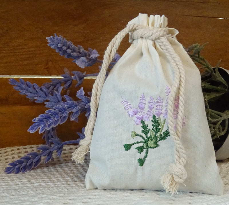 Natural Lavender Sachets, Cotton Muslin Bags, Dry Lavender Flowers,  Lavender Embroidered. Set of 2. Explore Now 